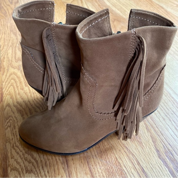 Sam Edelman Boots Women’s 6.5 Leather Suede Fringe Louie Side Zip Western - Picture 5 of 12
